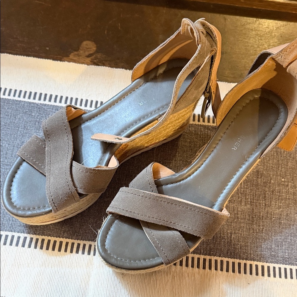 Marc Fisher Taupe Wedge Sandals